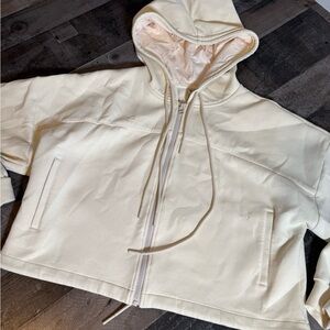 Devon Windsor Argie Zip Hoodie Cream|Luxe Scuba Athleisure | Elevated Minimalist